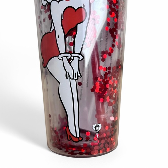 Betty Boop 20 oz. Tumbler Cup with Lid + Straw NIB Glitter Sparkle Reusable - Picture 6 of 10